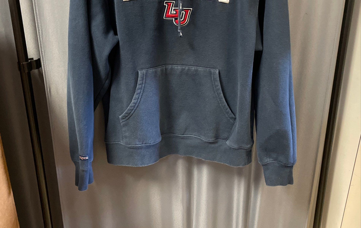 JanSport Men's Liberty University Flames Pullover Hoodie Navy Blue Size M