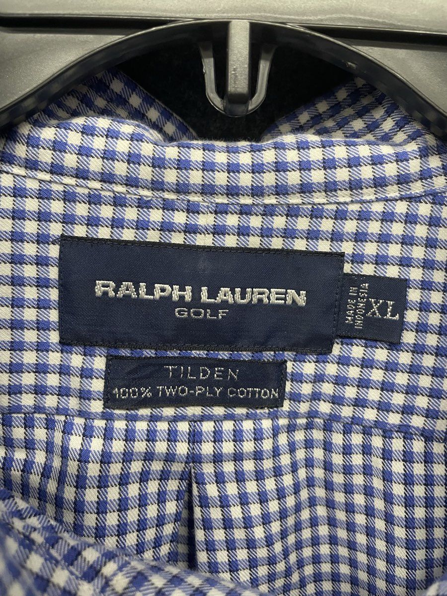 Ralph Lauren Golf Men's Tilden Blue Gingham Check Cotton Button Up Shirt Sz XL