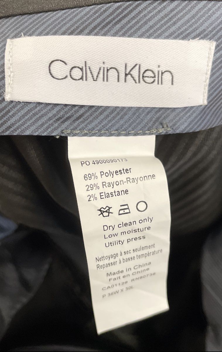 Calvin Klein Men's Black Flat Front Dress Pants Poly Rayon Blend 36x30