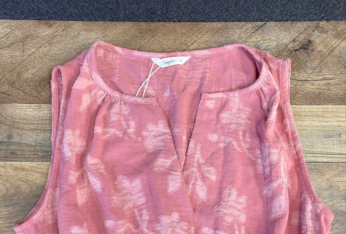 Simplee Women's Pink Floral Jacquard V-Neck Maxi Dress Sz S NWT