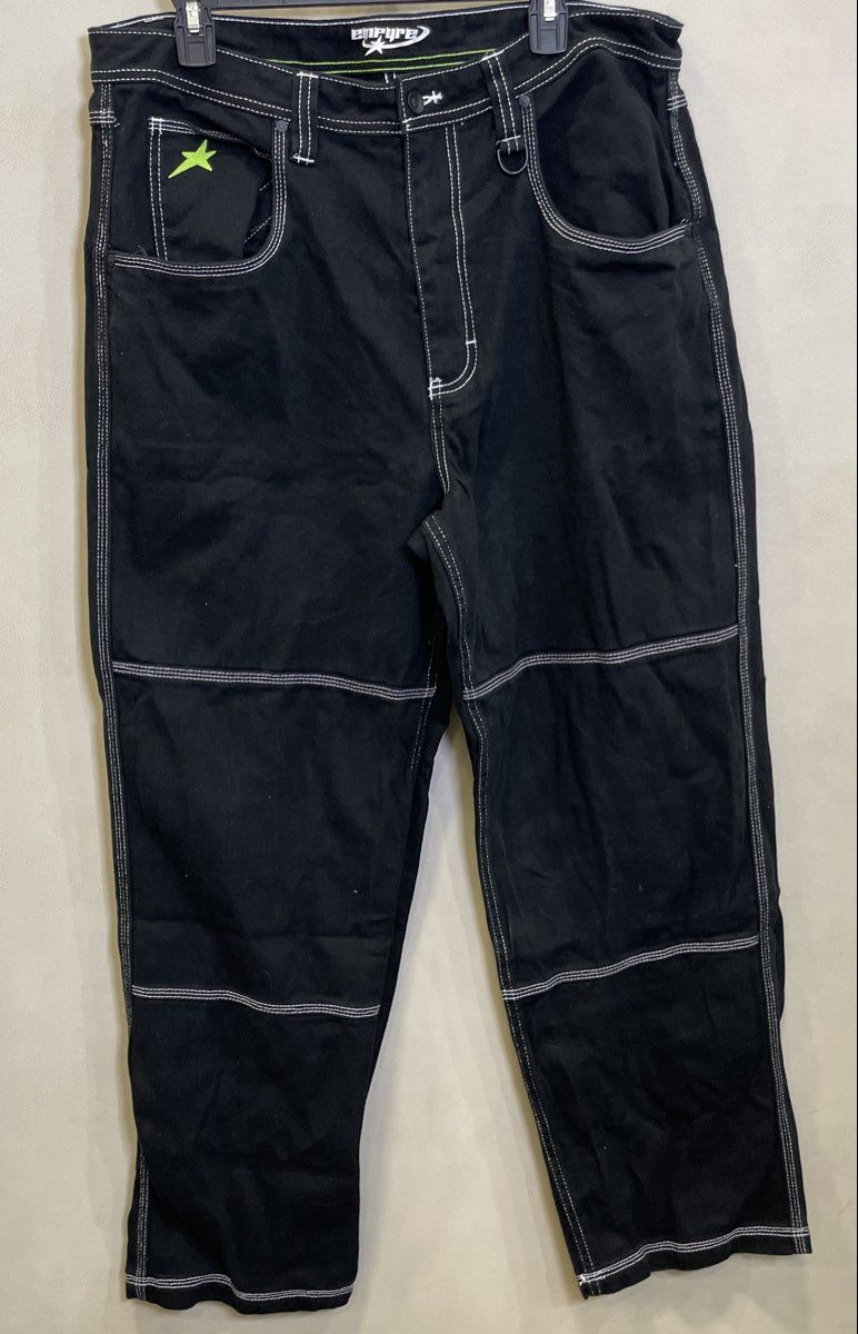 Empyre Men's Y2K Star Skate Carpenter Jeans Black Contrast Stitch Size 36