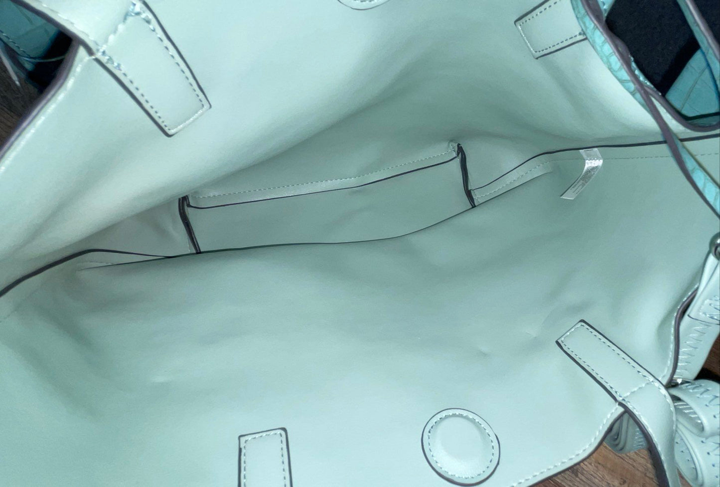 Collection XIIX Mint Green Croc Embossed 3-in-1 Reversible Tote Bag Set NWT