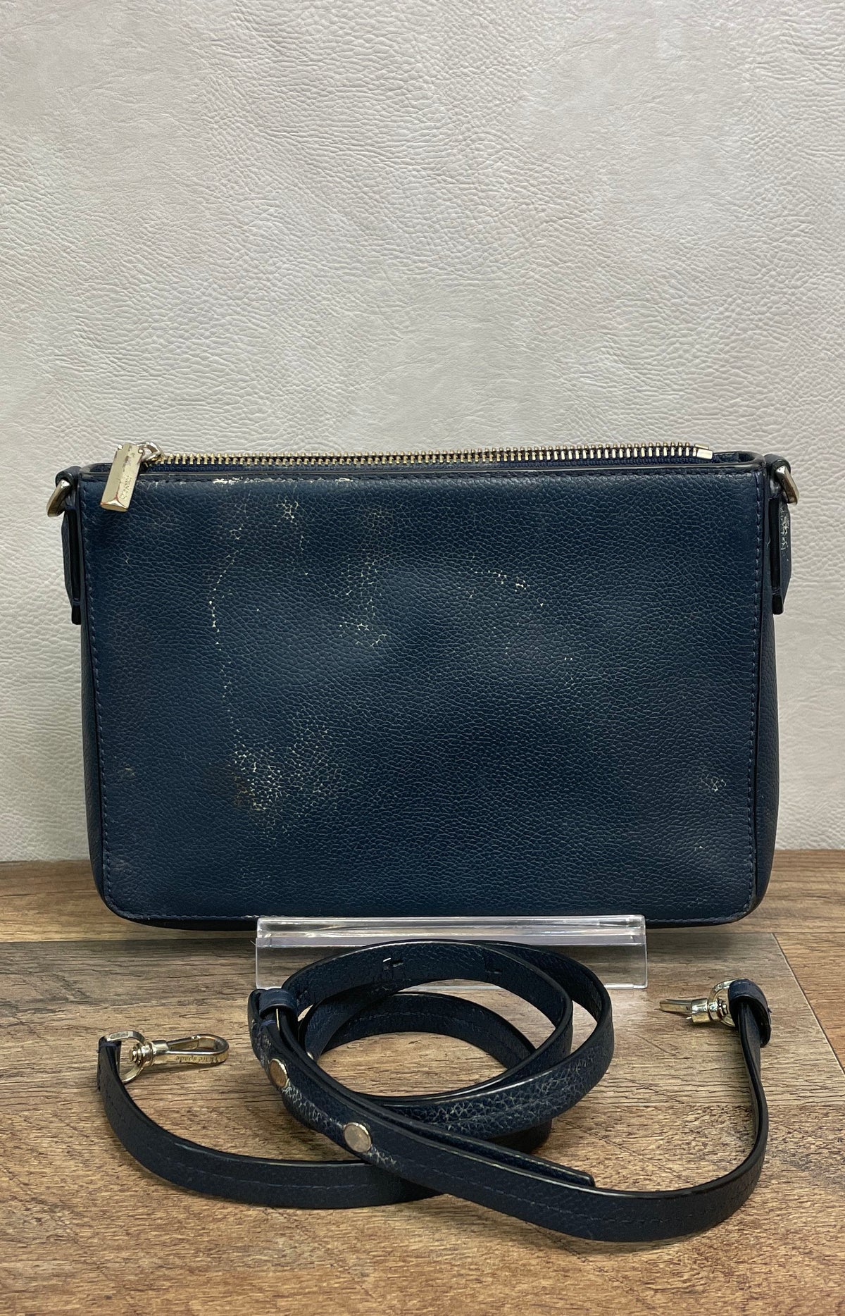 Kate Spade Navy Blue Pebbled Leather Crossbody Bag Gold Hardware