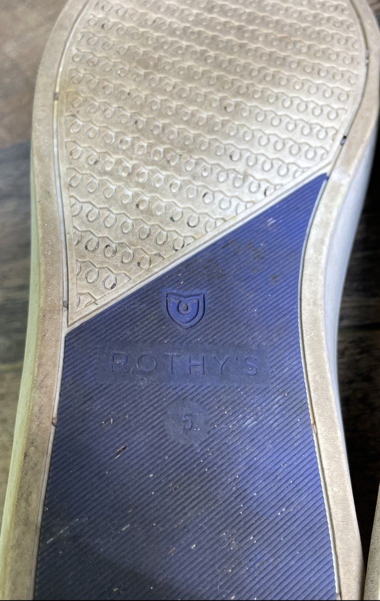 Rothy's The Sneaker Black White Blue Stripe Slip On Women's Shoes Size 5