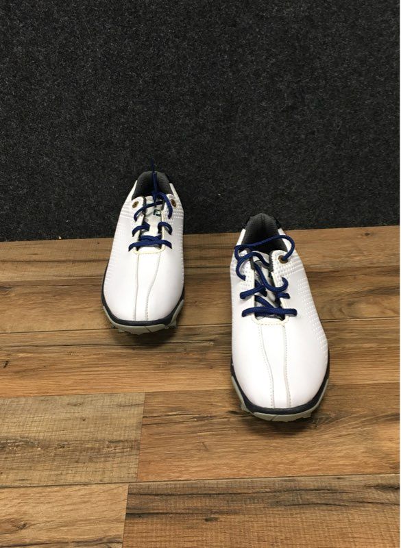 FootJoy FJ Junior 45023 White Navy Kids Spiked Golf Shoes Size 3M