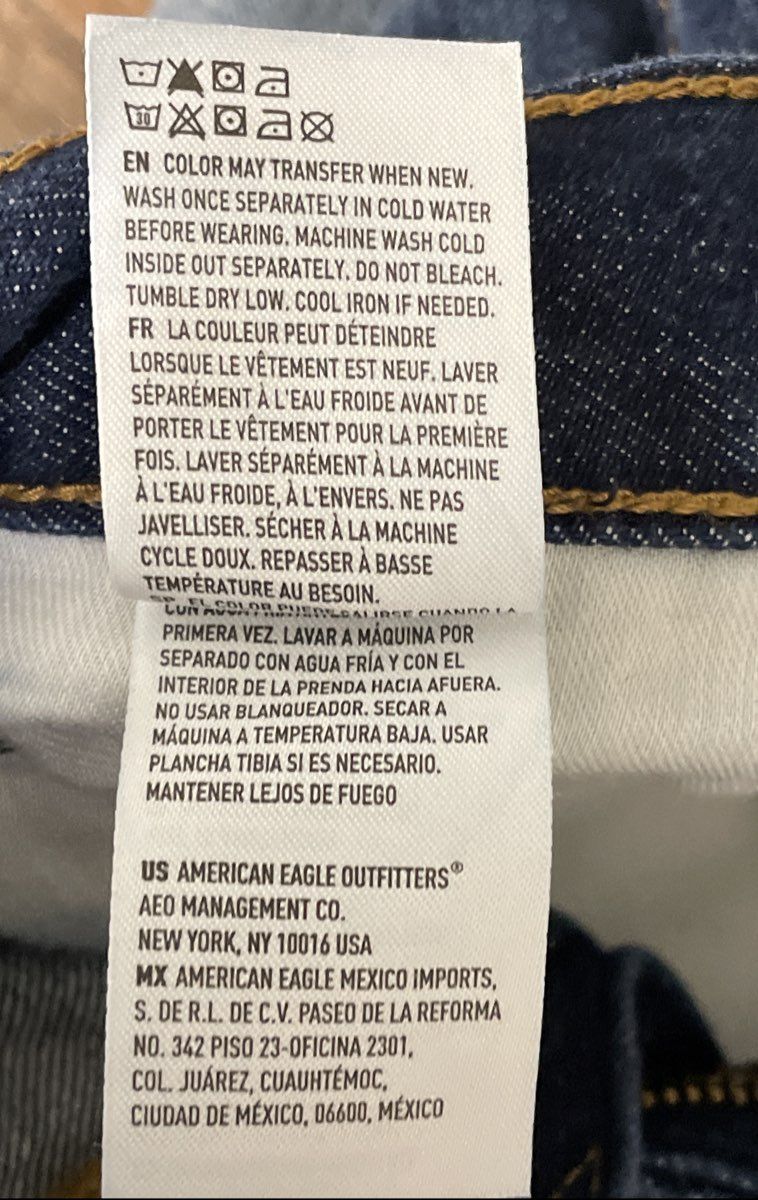 American Eagle Men's Dark Wash Distressed Faded Whiskered Cotton Jeans Sz 29x30