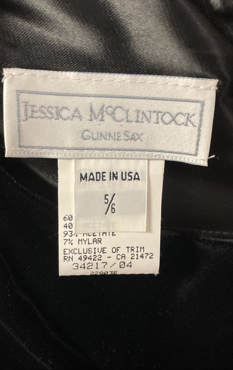 Vintage 80s Jessica McClintock Gunne Sax Women's Velvet Metallic Dress Sz 5/6