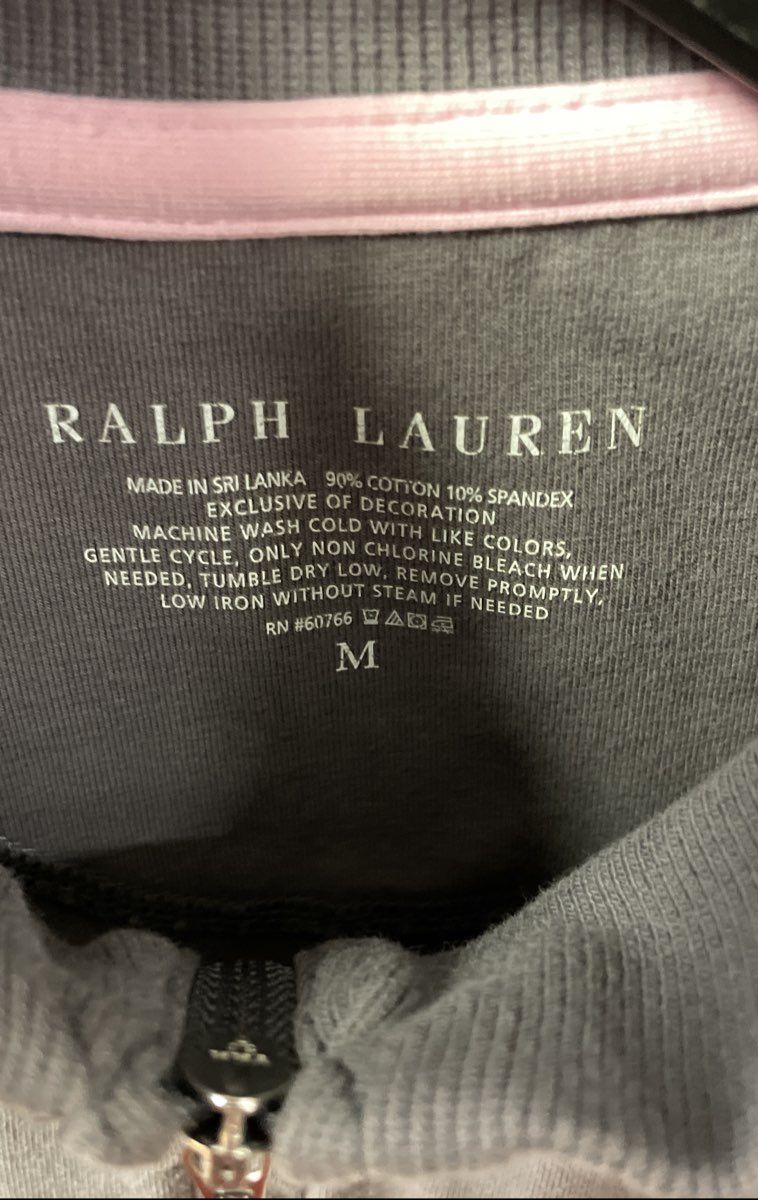 Ralph Lauren Women's Gray Pink Full Zip Track Jacket Cotton Spandex Sz M