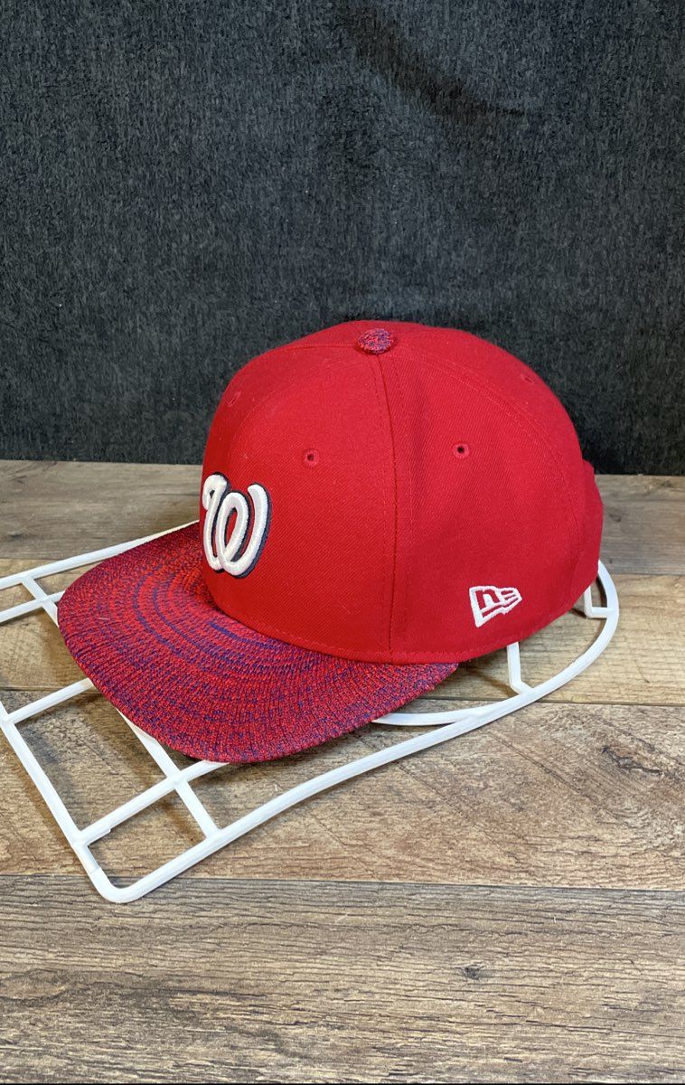 New Era Men's Washington Nationals Red 9Fifty Snapback Hat Textured Brim OSFM