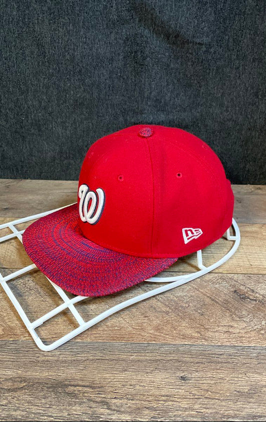 New Era Men's Washington Nationals Red 9Fifty Snapback Hat Textured Brim OSFM