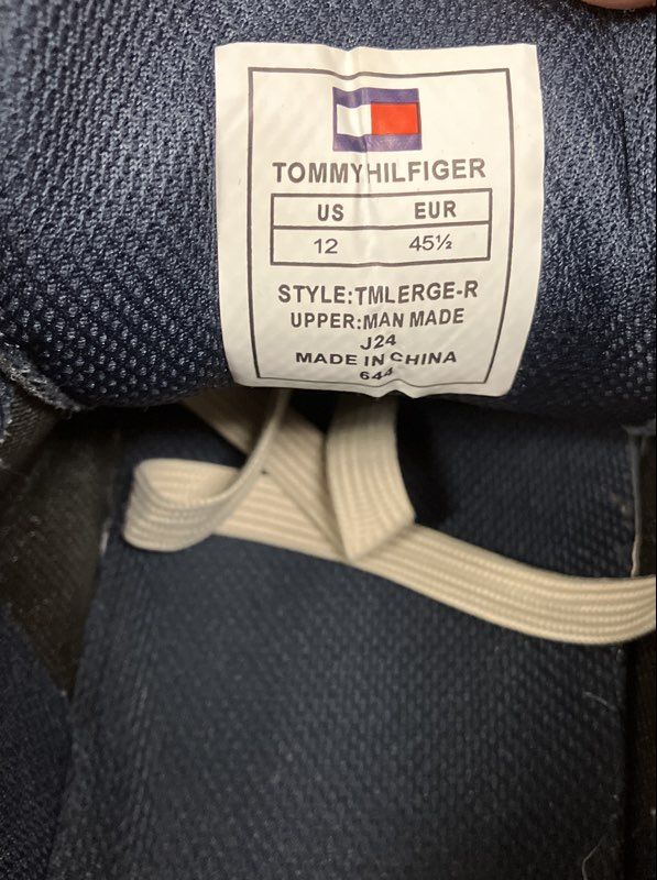 Tommy Hilfiger Lerge-R Off-White Beige Navy Low Top Sneakers Men's Size 12