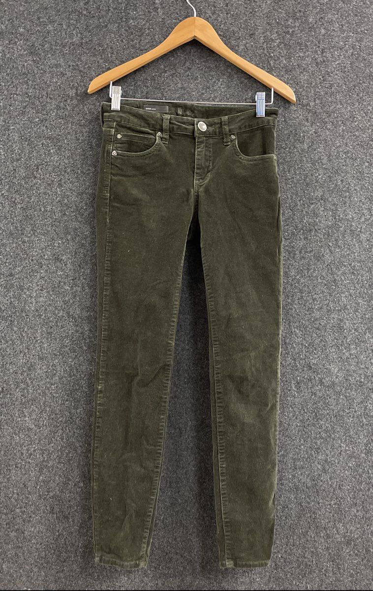 KUT from the Kloth Women's Diana Skinny Corduroy Pants Olive Green Sz 2