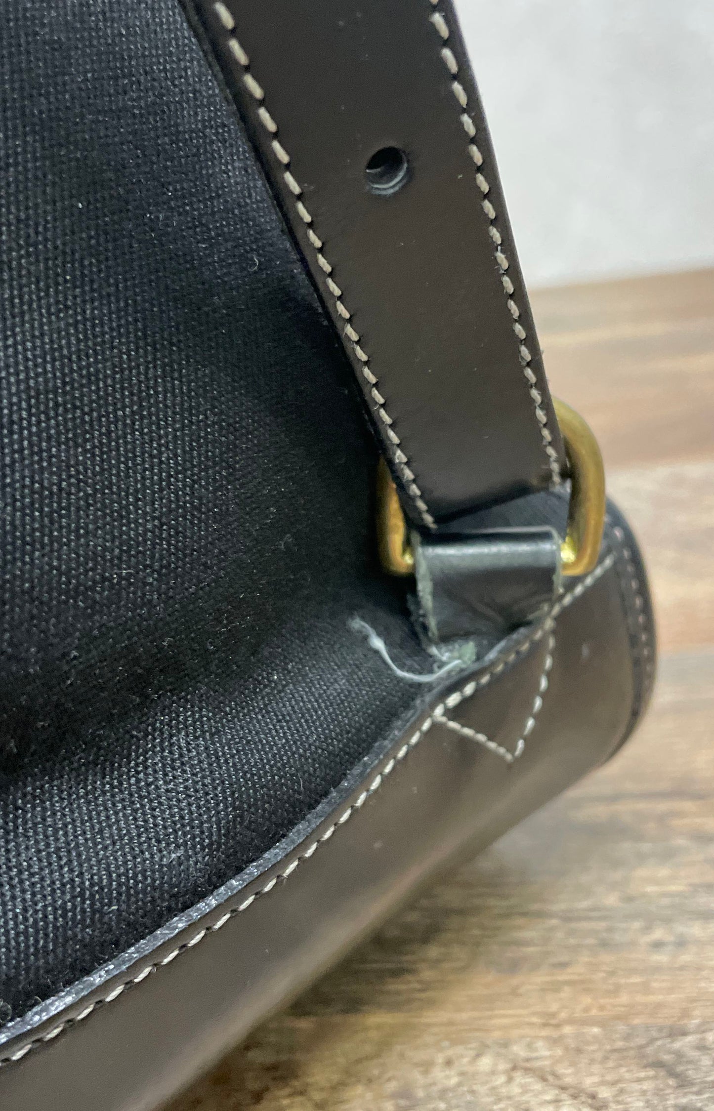 Vintage 90s Dooney & Bourke Black Canvas Leather Backpack Bag Brass Made in USA
