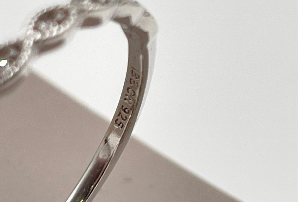 Primrose 925 Sterling Silver CZ Milgrain Stackable Ring 4.5g