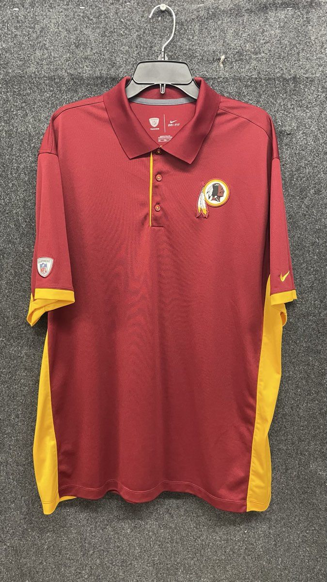 Nike Men's Washington Redskins Polo Shirt Burgundy Gold Dri-FIT Training Sz XXL