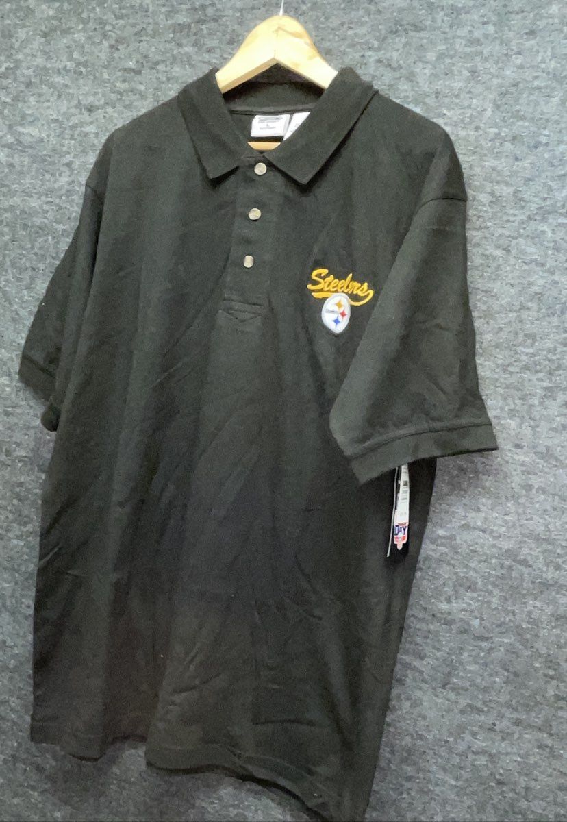 Vintage Y2K The Edge Men's Pittsburgh Steelers Black Polo Shirt NWT Sz L