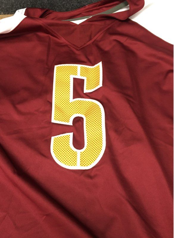 Washington Commanders Jayden Daniels #5 Football Jersey Burgundy White Gold Sz M