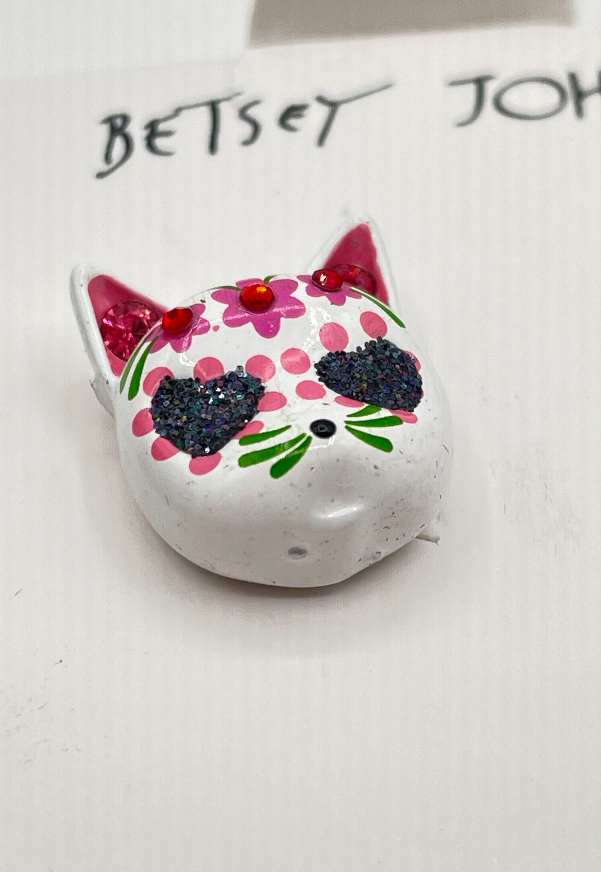 Betsey Johnson Dia De Los Muertos Sugar Skull Cat Stud Earrings In Box 9.7g
