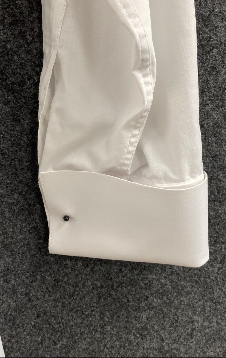 Daniel Ellissa Men's White Pleated Front Tuxedo Shirt French Cuffs 18.5 34-35