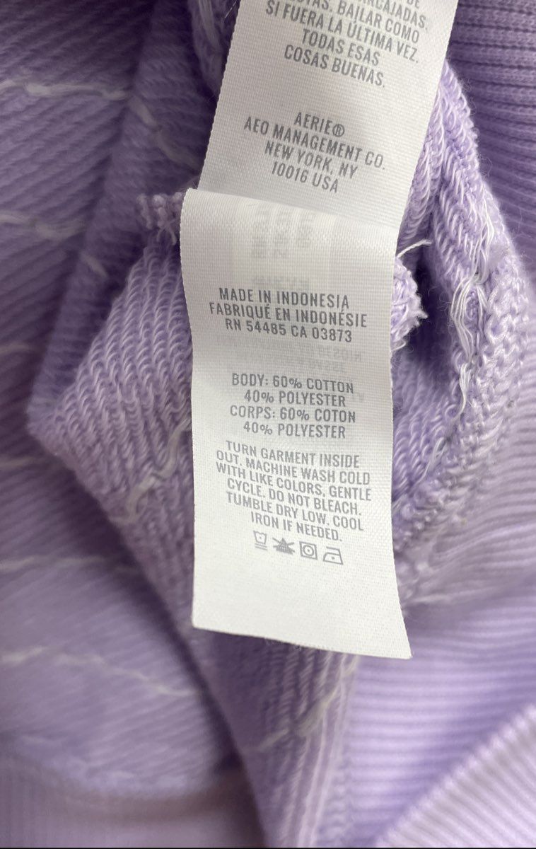 Aerie Women's Lavender Purple White Textured Dot Sweatshirt Sz L