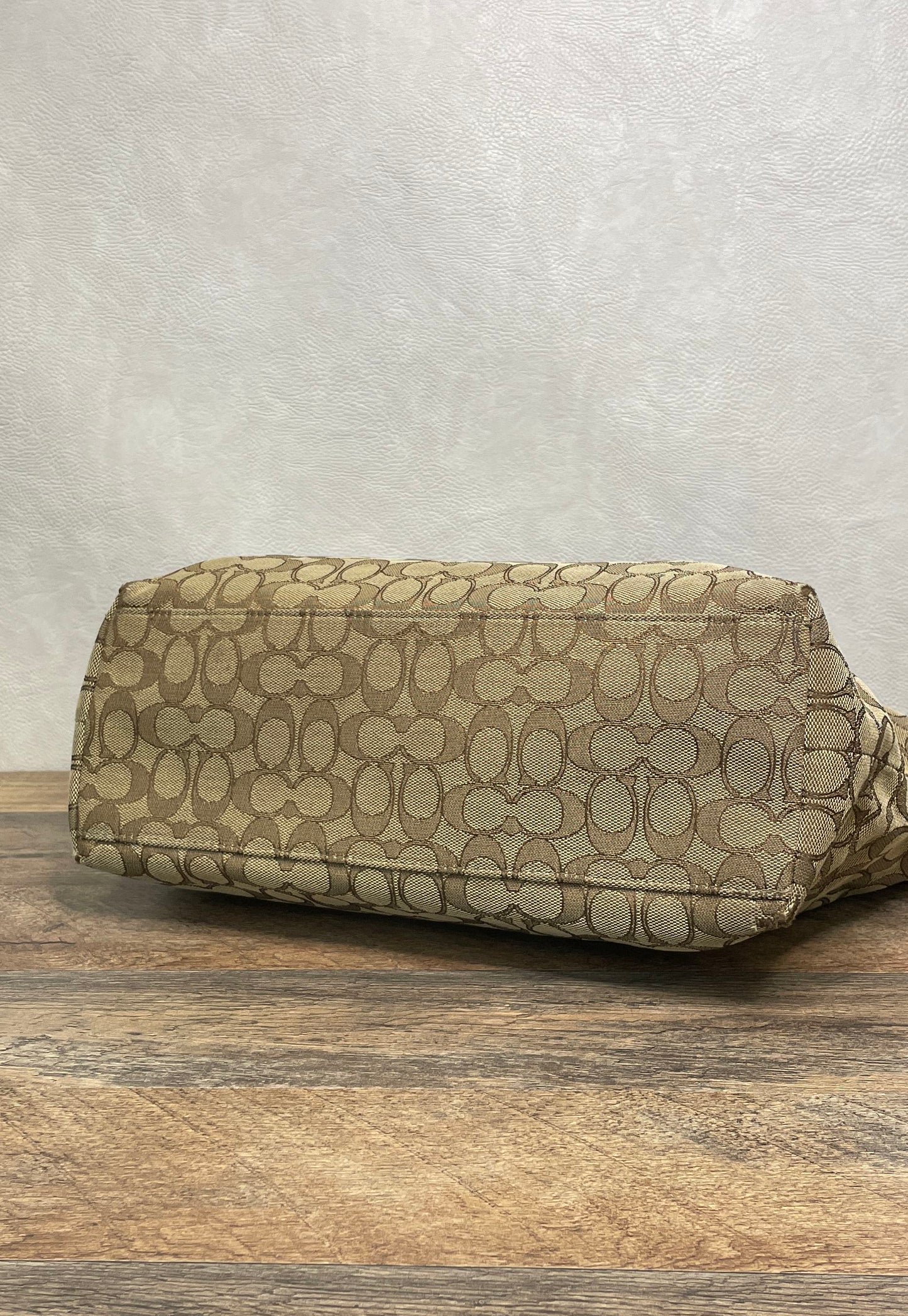 Coach Khaki Brown Signature Canvas 34151 Tote Bag Shoulder Bag