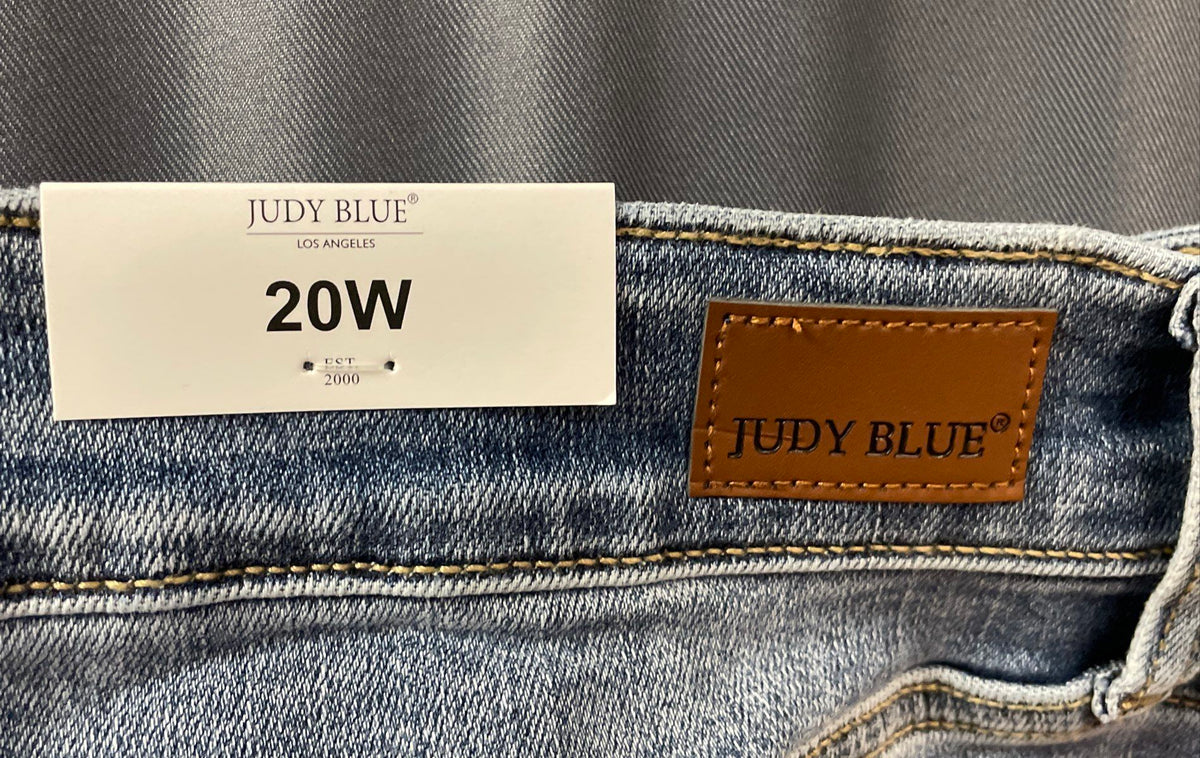 Judy Blue Women's High Waist Wide Leg Distressed Blue Jeans Sz 20W NWT