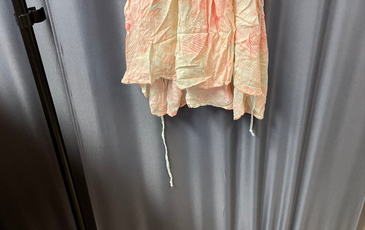 Free People Women's Peach Green Dotted Ruffle Halter Blouse Rayon Top Sz S