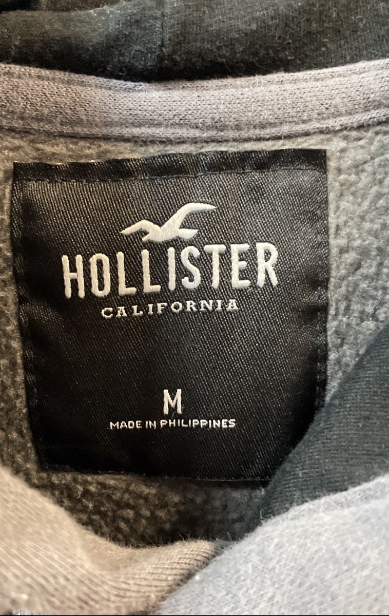Hollister Men's Gray Logo Pullover Hoodie Fleece Kangaroo Pocket Sz M
