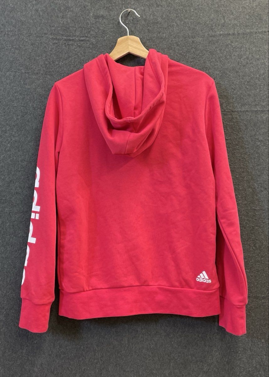 Adidas Women's Pink Logo Sleeve Full Zip Hoodie Sz L