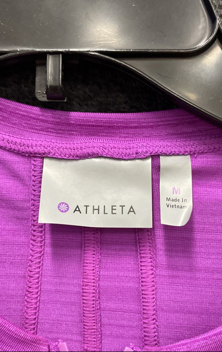 Athleta Women's Purple Space Dye 1/2 Zip Long Sleeve Active Top Pocket Sz M
