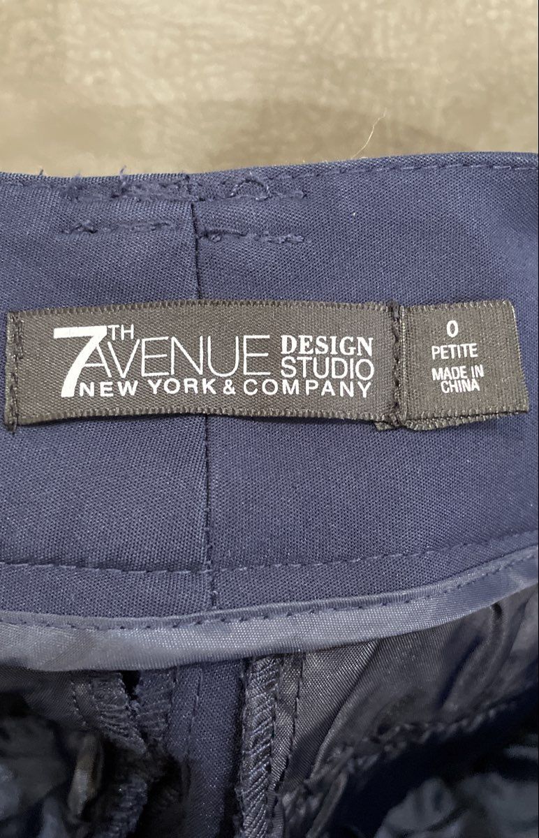7th Avenue New York & Co Women's Navy Cotton Blend Professional Pants Sz 0P
