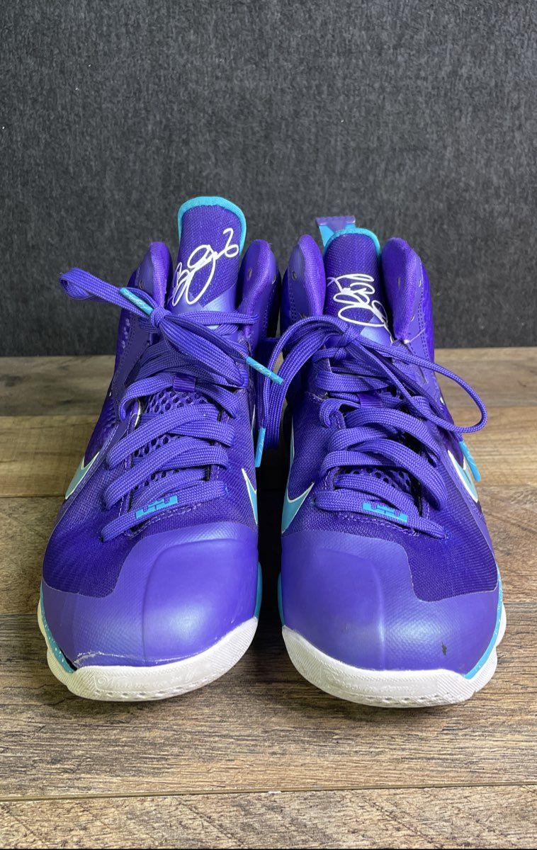 Nike LeBron 9 Summit Lake Hornets Purple Turquoise Basketball Shoes Size 6Y