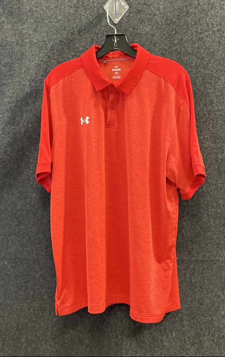 Under Armour Men's Red Heathered Loose Fit Performance Polo Shirt Size XL