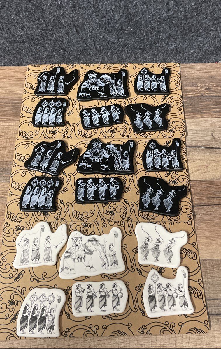 19pc Sri Lanka Kandy Perahera Festival Elephant Magnet Set Black & White