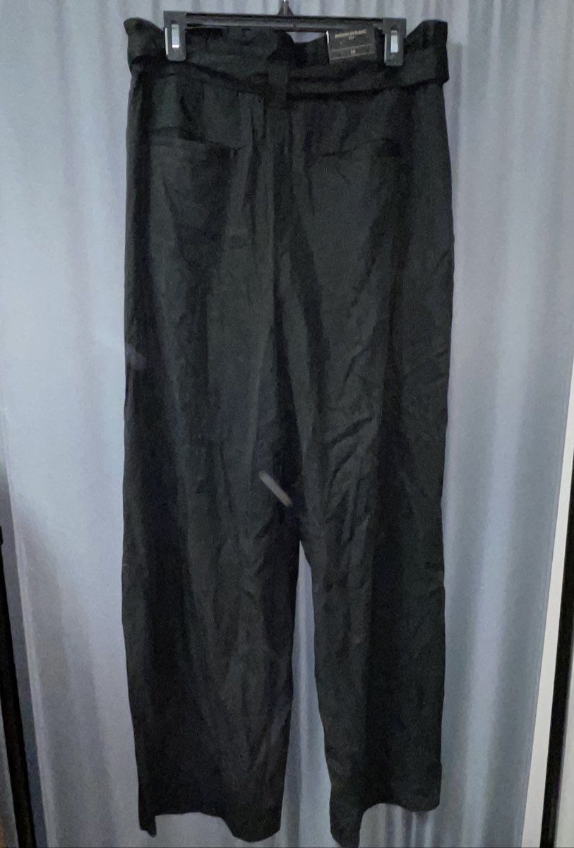 Banana Republic Women's Black Wide Leg Belted Tencel Lyocell Pants NWT Sz 10