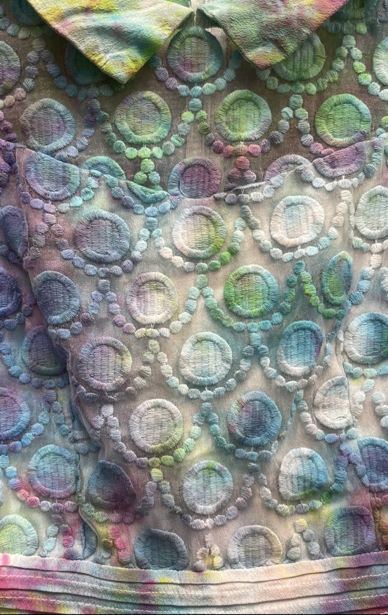 Mustard Seed Women's Pastel Tie Dye Embroidered Bodice Collared Romper Sz M