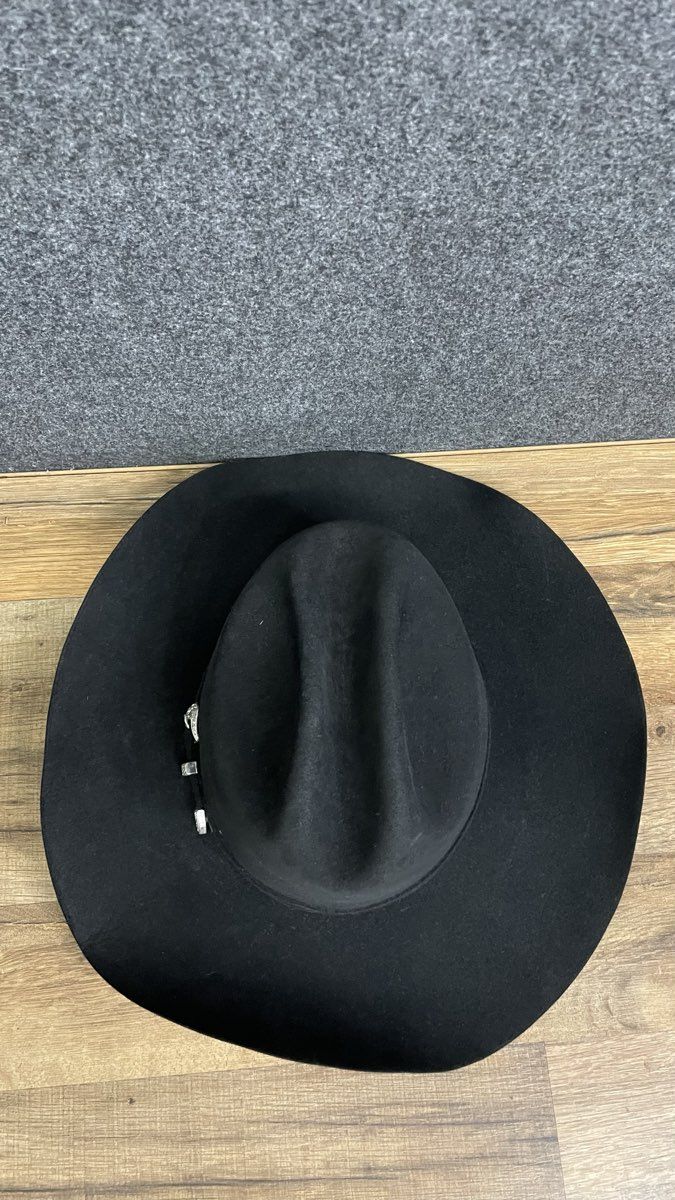 Vintage Wrangler Northbrook Black Felt Cowboy Hat 4" Brim USA Sz 7 1/2