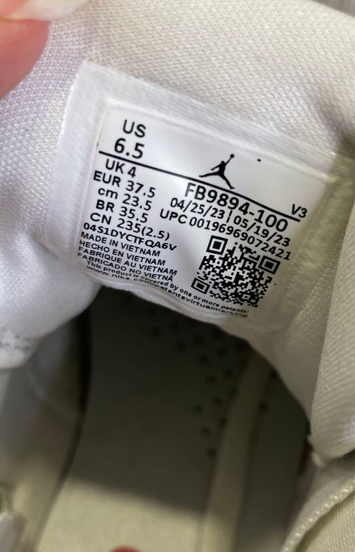 Nike Air Jordan 1 Elevate High White Gum Side Zip Women's Size 6.5
