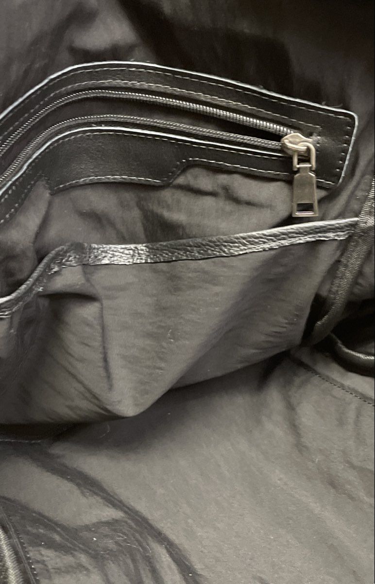 Black Leather Multi-Compartment Commuter Backpack Silver Hardware