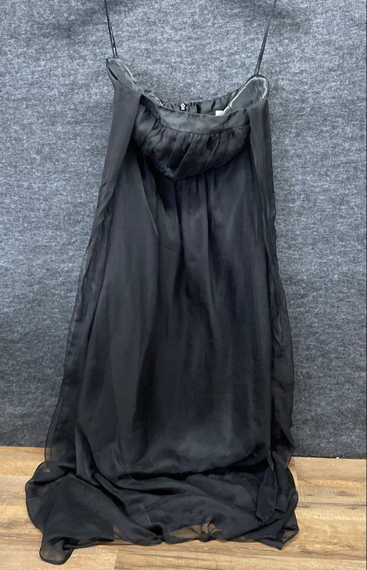 Vintage Y2K Jessica McClintock Women's Black Chiffon Strapless Maxi Gown Sz 4
