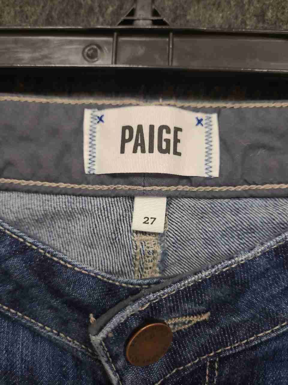Paige Women's Jimmy Jimmy Skinny Jeans Blue Denim Plaid Patchwork Sz 27