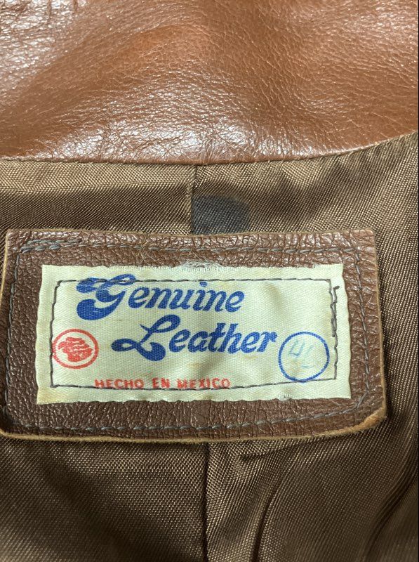 Vintage 90s Men's Brown Cafe Racer Bomber Leather Jacket Hecho en Mexico Sz 46