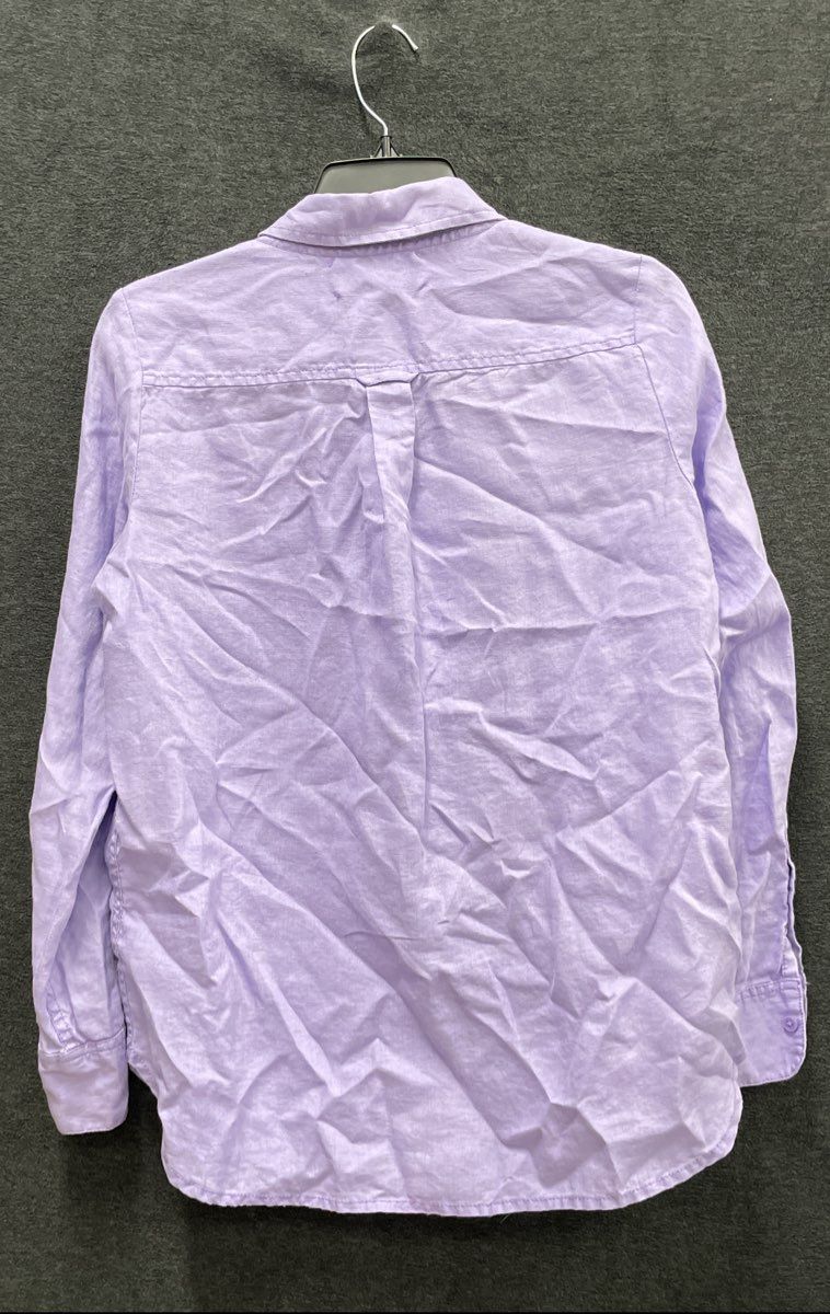 Fat Face Women's Lavender 100% Linen Long Sleeve Button Up Shirt Pocket Sz 8