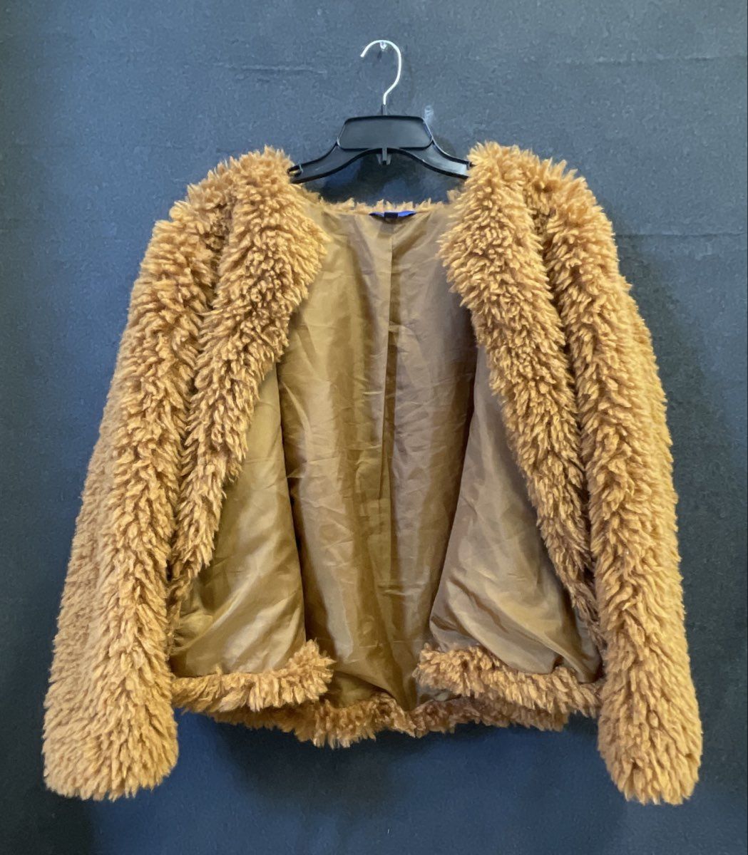 Apt. 9 Women's Brown Teddy Fleece Hook-and-Eye Lined Jacket Sz XL