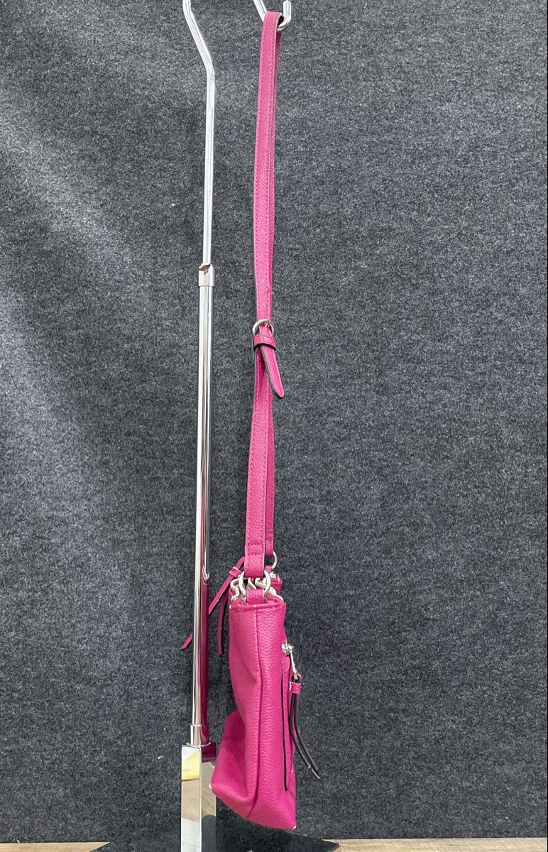 Dana Buchman Purple Leather Crossbody Bag Silver Hardware Adjustable Strap