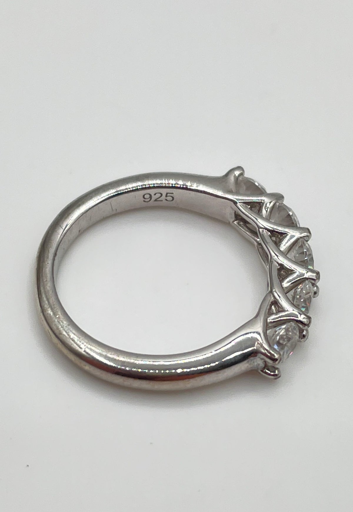 NANA Jewels 925 Sterling Silver Lucita 5-Stone CZ Anniversary Band Ring 2.7g