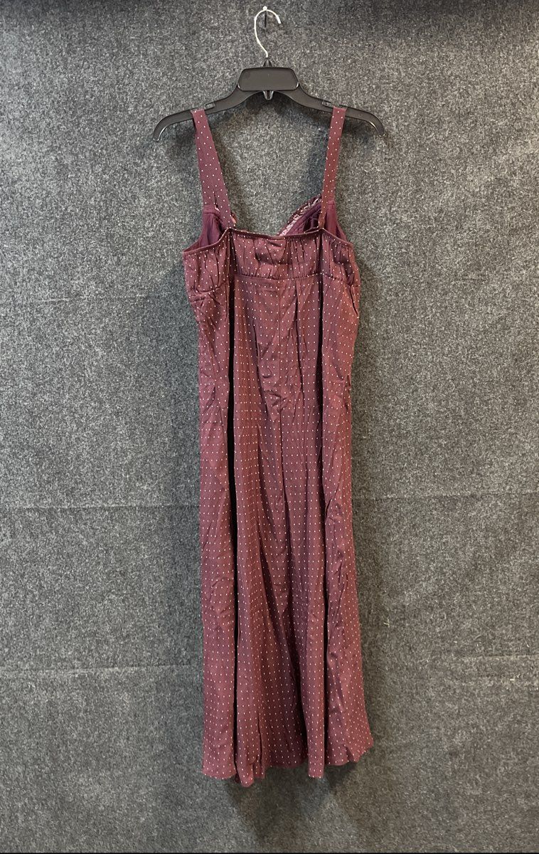 A New Day Women's Berry Pin Dot Midi Dress Sleeveless Ruffle Bust Sz M NWT