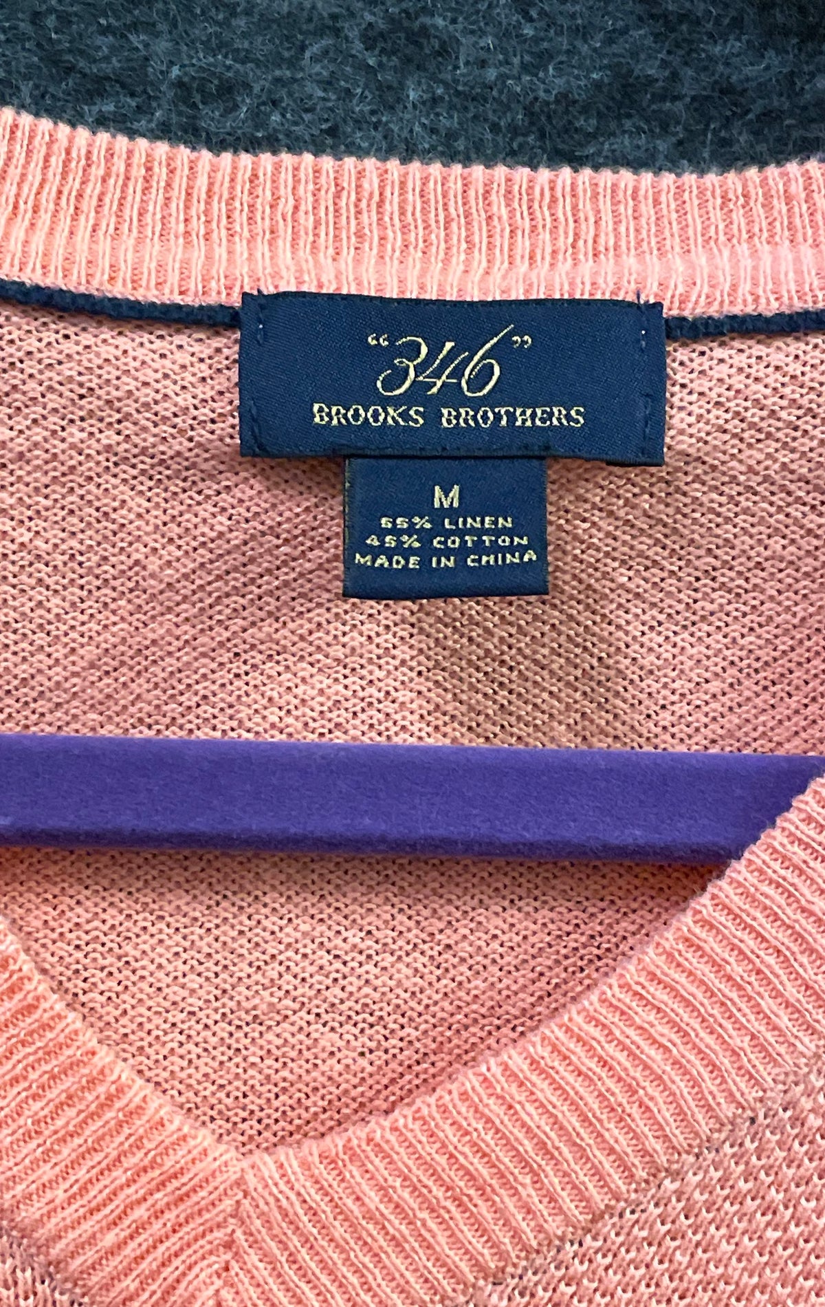 Brooks Brothers 346 Men's Orange Linen Cotton V-Neck Sweater Size M