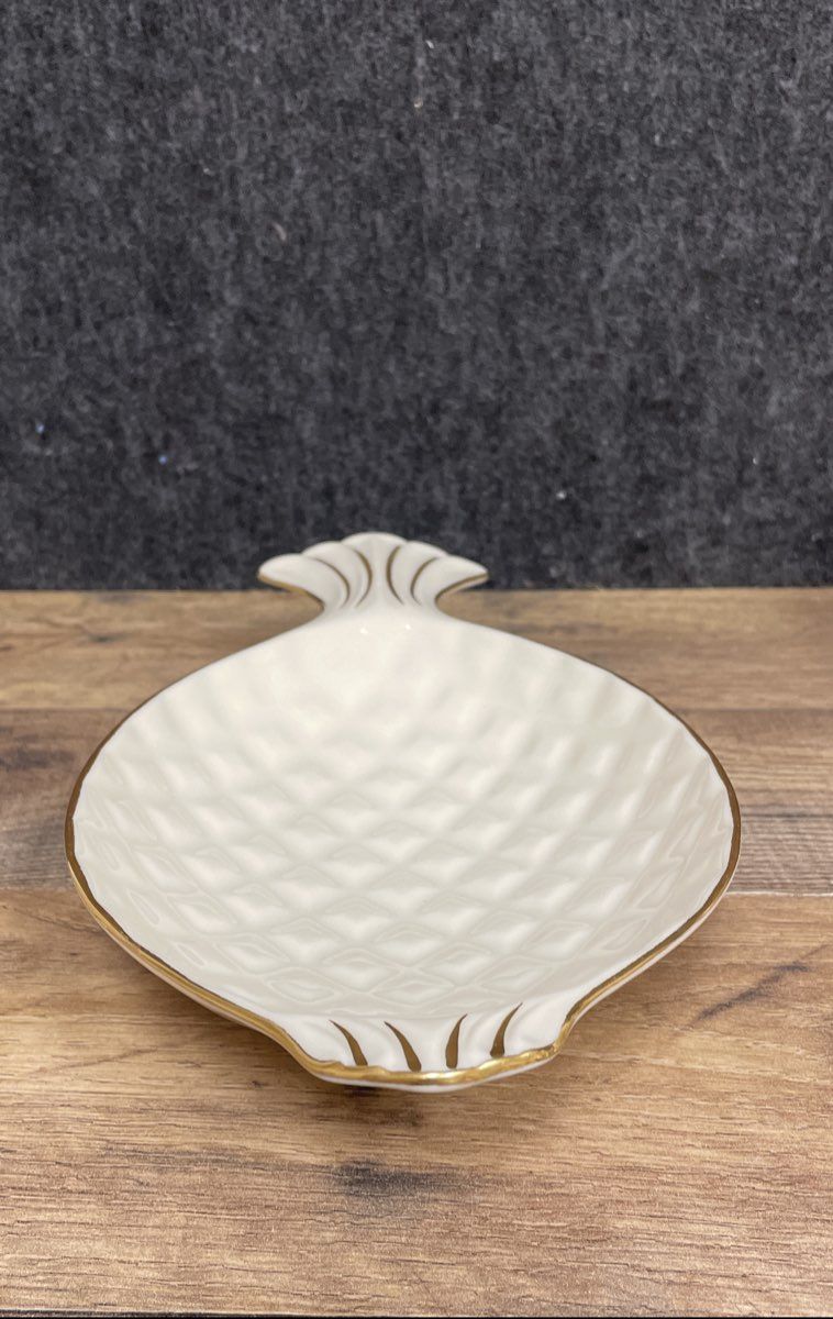 Lenox Barrington Floral Vase & Pineapple Trinket Dish Lot 2pc Bone China USA