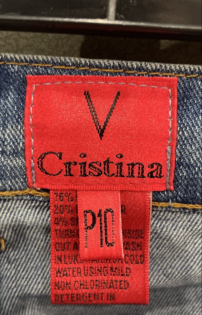 Vintage Y2K Cristina Women's Light Wash Beaded Turquoise Cropped Jeans Sz P10